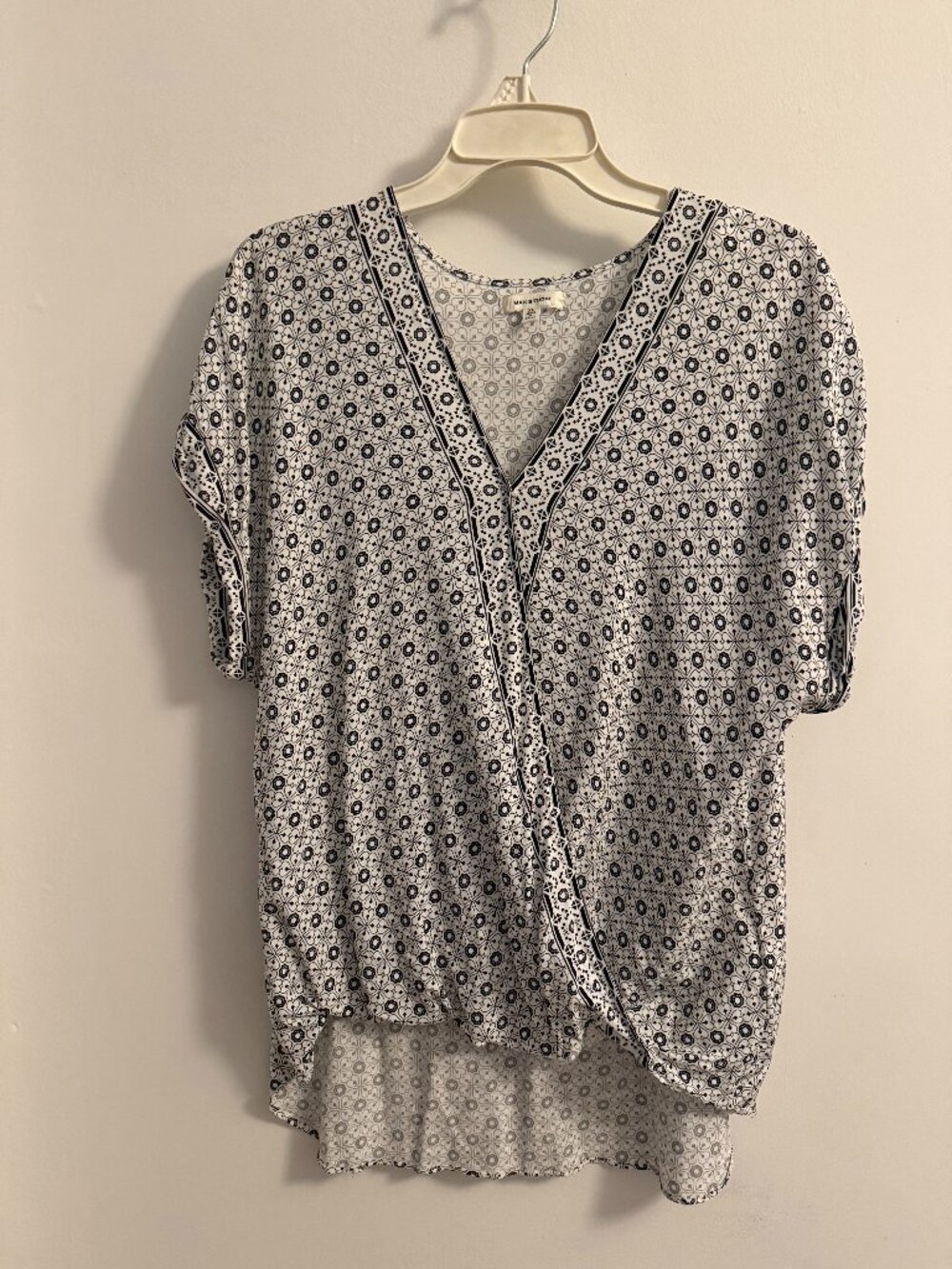 Max Studio London Foulard Print Faux French-Tuck Top NWOT
